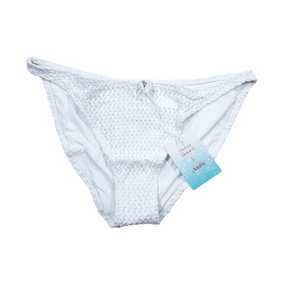 Andie Swim X Demi Moore Tropez Bikini Bottom White Crochet Textured Size Medium - Picture 2 of 8